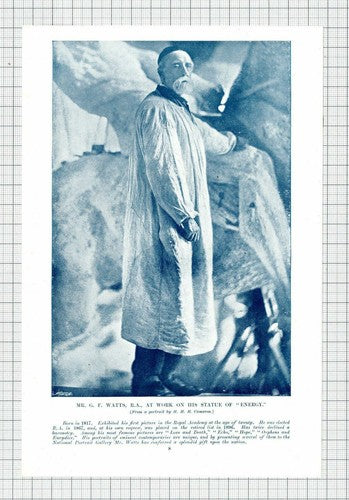 Mr G F Watts Sculptor Statue Of Energy  / Rev Frederick Temple - 1897 Book Print