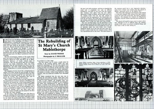 (5866) Rebuilding St Mary's Church Mablethorpe Lincs David Woods -  1982 Article