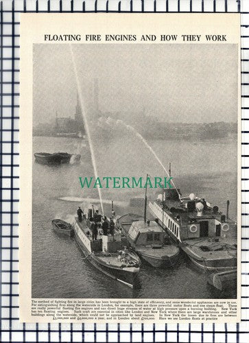 (7190) Floating Fire Engines London   - c.1940 Book Print