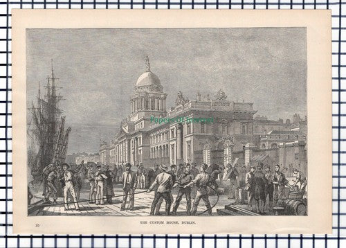 (6397) The Custom House Dublin -  1891 Antique Print