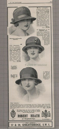 Robert Heath Of Knightsbridge London ADVERT  - 1924 Cutting