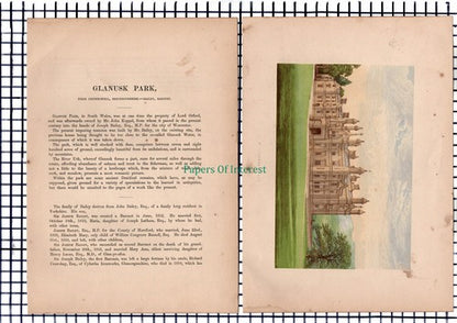 (6684) Glanusk Park Crickhowell  - c.1880 Print & Article  - Marks Are Present!