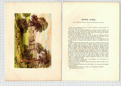 Stowe Park Buckingham - c.1880 Print And Article
