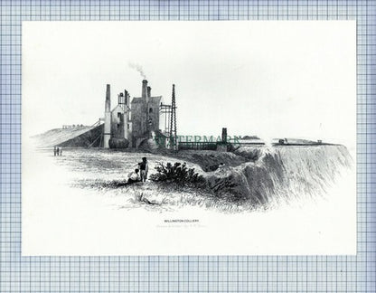 WALLSEND DROPS WILLINGTON NEWCASTLE COLLIERY  MINE MINING PRINT -  1987