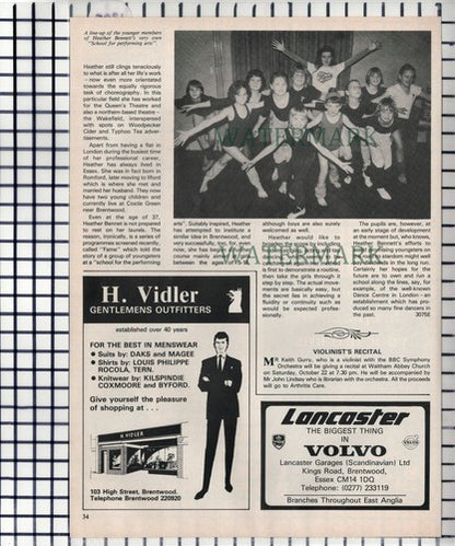 Heather Bennett School For Performing Arts Brentwood Essex -1983 Article / Print