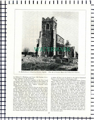 (8093) John Winthrop Of Groton Suffolk - 1973 Article