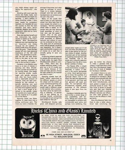 Nina Shuttlewood Spinner Weaver Maldon Essex -   1983 Article / Print
