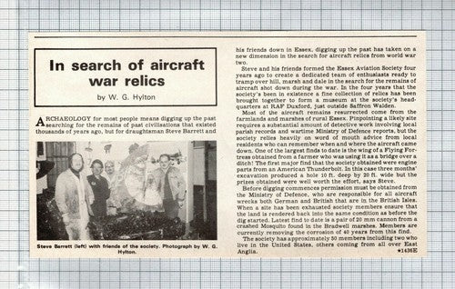 Essex Aviation Society Steve Barrett RAF Duxford Aircraft - 1977 Clipping