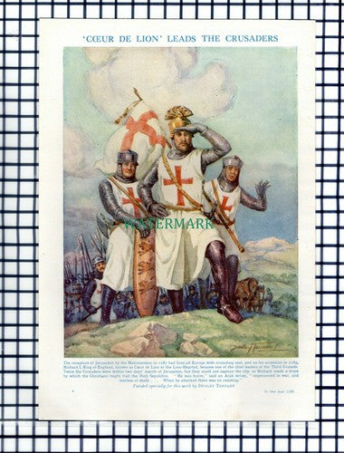 Richard The Lionheart Dudley Tennant  - c.1950s Cutting / Print