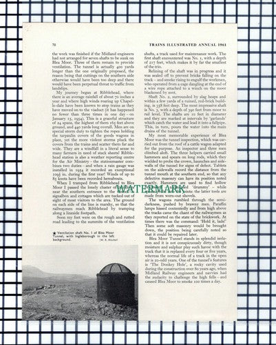 Blea Moor Tunnel W R Mitchell - 1961 Article / Print