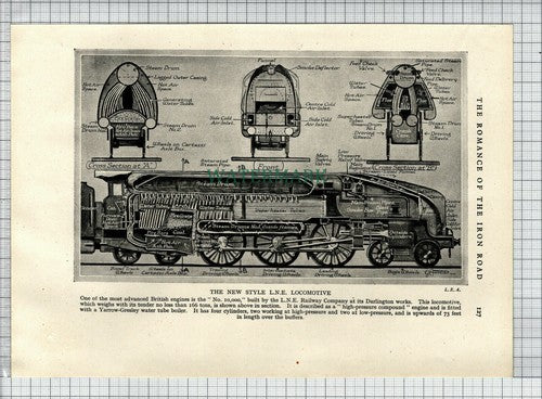 New Style LNE Railway Locomotive Darlington Works - c.1930s Cutting