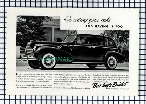 (8057) Buick Car Advert - 1940 Book Print