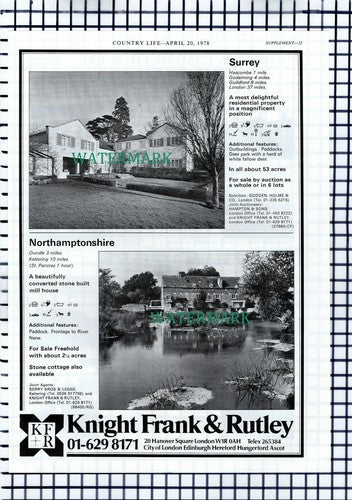 X1627) Hascombe Surrey Oundle Northants House Sale Advert - 1978 Cutting