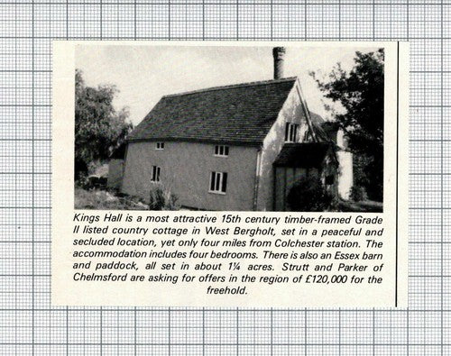 Kings Hall West Bergholt  Essex  - 1984 SMALL House Sale Advert