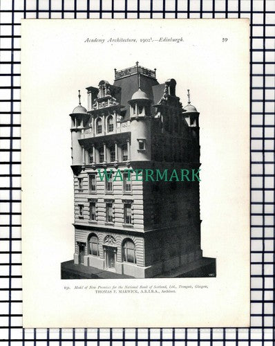 (8143) Beechgrove UF Church Aberdeen / Bank Of Scotland Glasgow  1902 Book Print