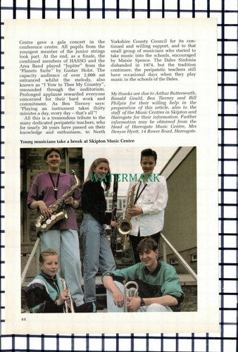 (6744) Holy Trinity Church Skipton Music Centre Enid Pyrah - 1992 Small Article