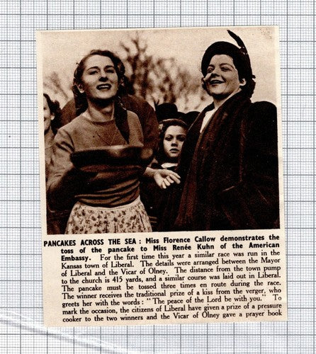 Miss Florence Callow  Miss Renee Kuhn American Embassy Pancakes - 1950 Clipping