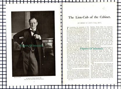 (6997) Winston Churchill Henry W Lucy Tory MP  - c.1909 Article