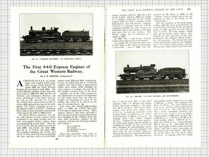 Great Western Railway GWR 4-4-0 Express Engines F W Brewer - 1926 Article