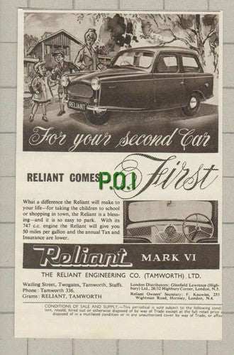 (5235) Reliant Car Advert  - 1961 Clip