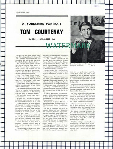 (7953) Tom Courtenay Actor - 1965 Article