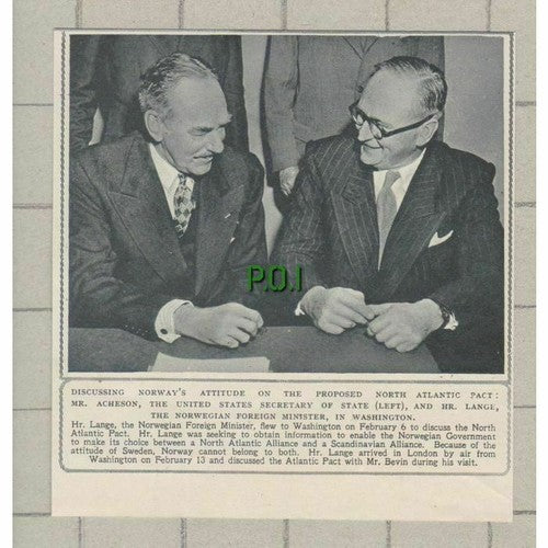 (C271) Mr Acheson & Hr Lange Norwegian Foreign Minister Norway - 1949