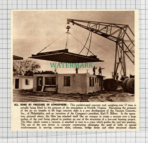 C2867) Vacuum Concrete Inc Philadelphia Karl P Billner Virginia - 1950 Clip