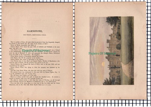(6691) Garnstone Weobley  - c.1880 Print & Article  Marks Are Present!