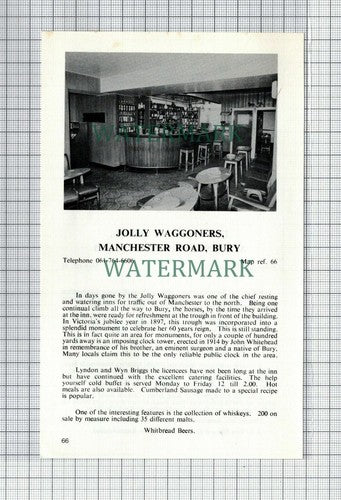 C7559) Inzievar Hotel Oldham / Jolly Waggoners Bury  - 1970s Cutting