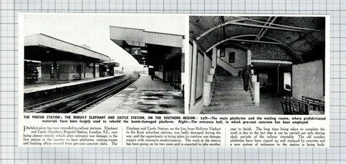 Elephant & Castle Station Rebuilding Prefab   - 1950 Clipping / Print
