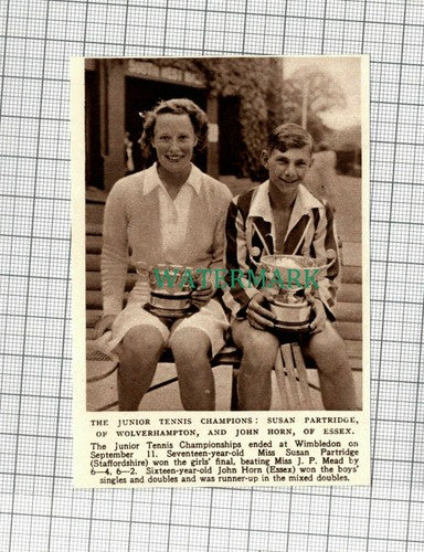 C2285) Susan Partridge Wolverhampton & John Horn Essex Tennis - 1948 Clip