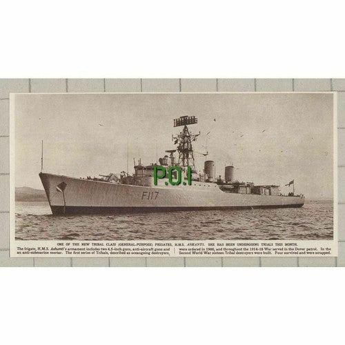 Frigate Ship HMS ASHANTI Undergoing Trials  - 1961 Small News Clipping