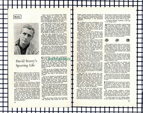 (108) David Storey Wakefield Author  - 1972 Small Article