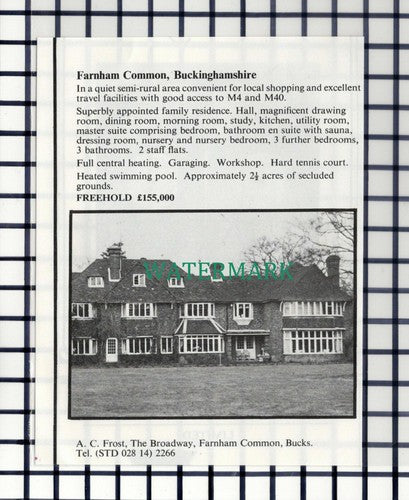C7331) Farnham Common Buckinghamshire House Sale Advert - 1978 Cutting