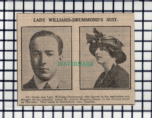 C6589) Sir James And Lady Williams-Drummond - 1916 Cutting