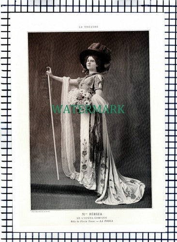 X1560) Mlle Beriza Actress La Tosca L'Opera-Comique - 1910 Print