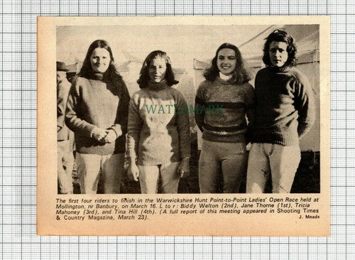 C7503) Warwickshire Hunt Biddy Welton Thorne Mahoney Tina Hill    - 1974 Cutting