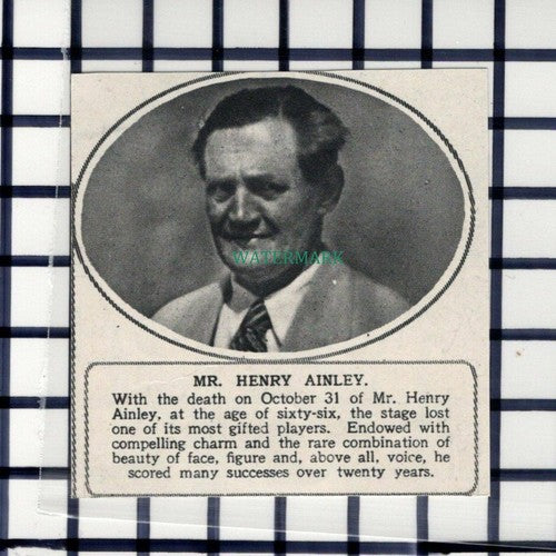 C6267) Mr Henry Ainley Actor Obituary   - 1945 Cutting