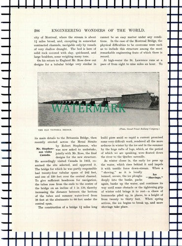 (7480) The Victoria Bridge Montreal Canada ~ c.1920s  9-Side Article