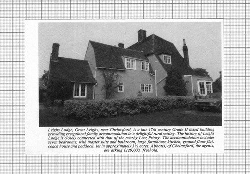 Leighs Lodge Great Leighs Essex House Sale Advert - 1985 Clipping / Print