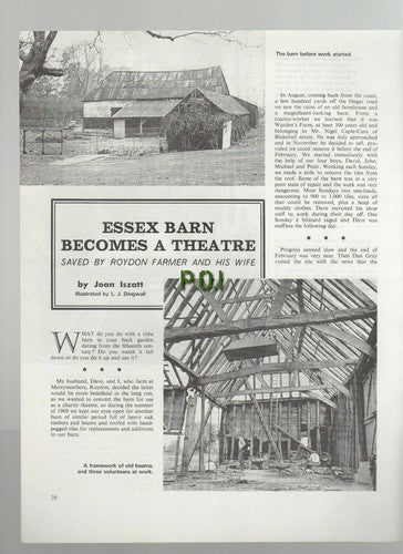 Merryweathers Farm Roydon Essex Barn Theatre David & Joan Iszatt - 1971 Article