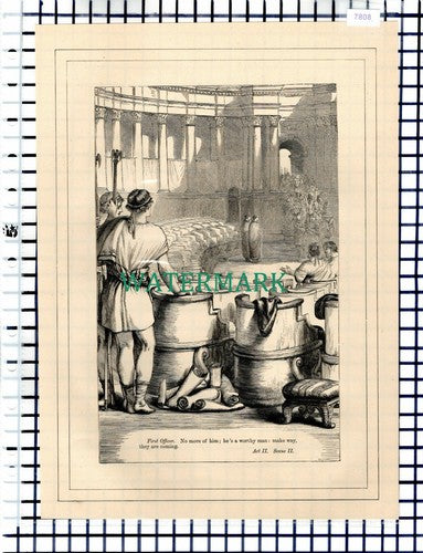 (7808) Coriolanus Act II First Officer  - c.1880 Shakespeare Book Print