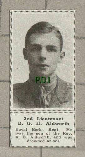 C1539) 2nd Lieut D G H Aldworth Royal Berks Regiment - 1918 Clip SMALL!!
