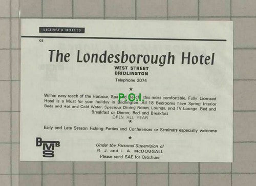 C2014) Bridlington Londesborough Hotel McDougall / Sandringham House - 1973 Clip