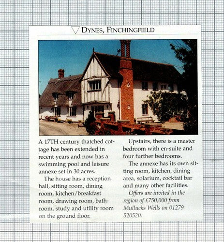 Dynes Finchingfield Essex House Sale Advert - 1996 Clipping / Print