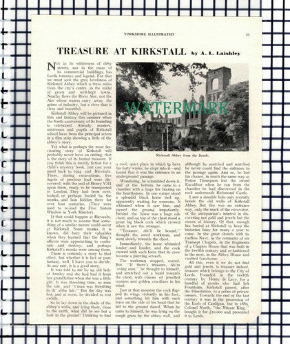 Kirkstall Abbey Yorkshire  - 1952 Article