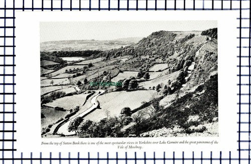 C6480) Hutton-le-Hole / Sutton Bank Lake Gormire - 1950s Print / Cutting