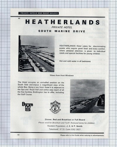 (5802) Heatherlands Hotel Bridlington Smith / Ransdale Roy Pllling - 1973 Clip
