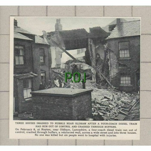 Royton Lancashire Diesel Train Crash   - 1961 Small News Clipping