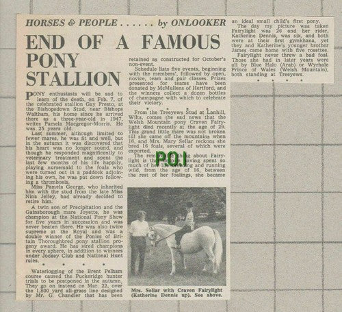 (5353) Gay Presto Bishopsdown Pamela George  /  Craven Fairylight Sellar  1969